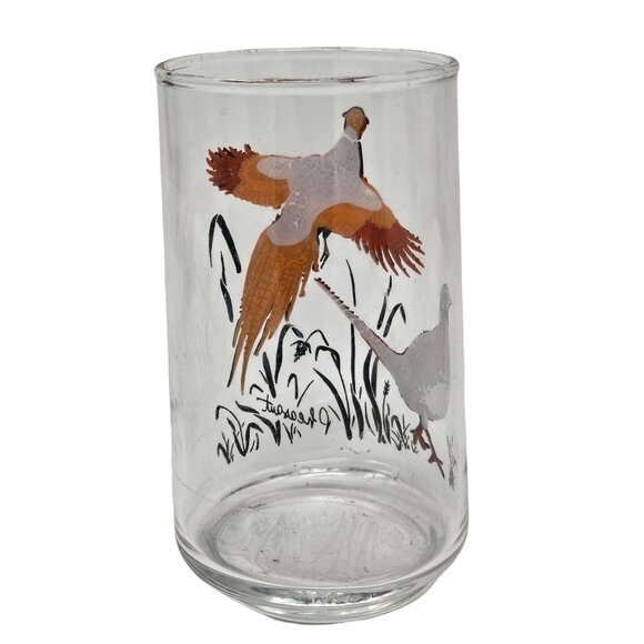 Vtg West Virginia Glass Norman R Warner Signed Glasses Pheasant Mallard Grouse - Picture 14 of 16